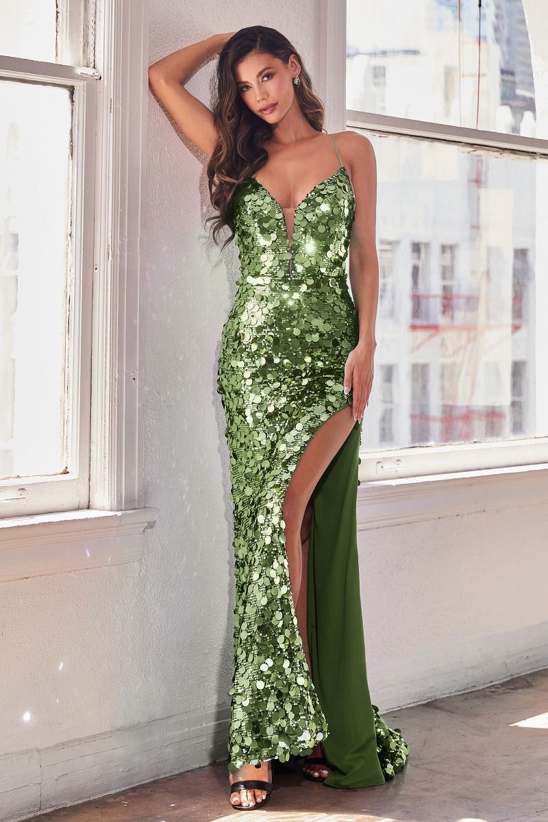 PAILLETTE FITTED GOWN CDB1141-0